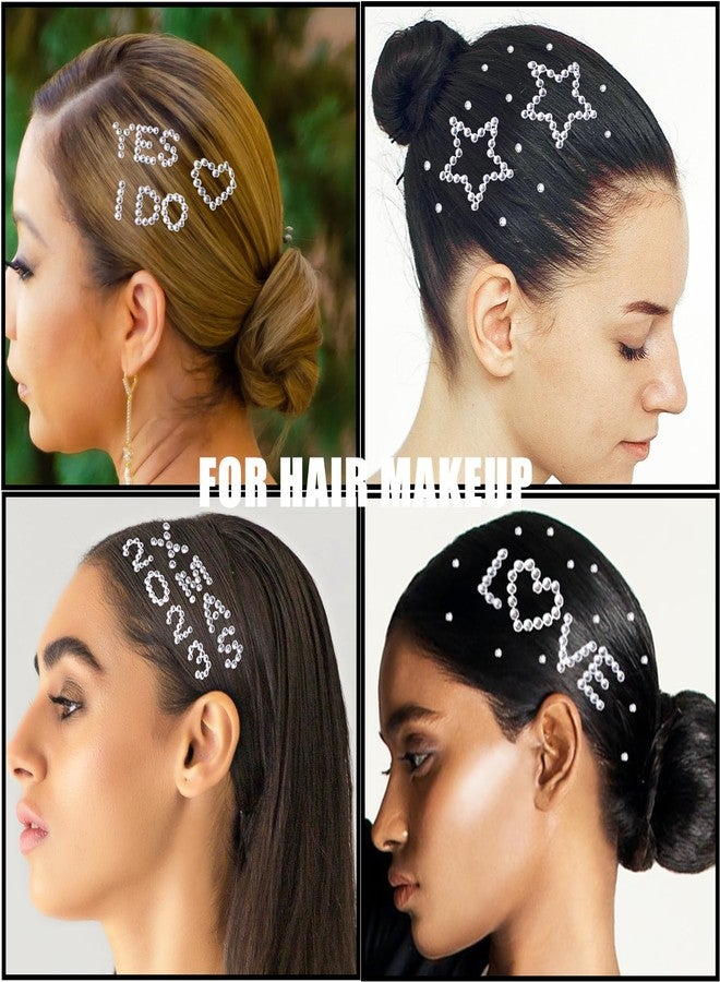 LOIKMIUP Hair Face Gems Jewels Self Adhesive Heart Numbers Letters Star Rhinestone Stickers, Stick on Rhinestones Stickers for Face, Hair, Makeup, Body, Crafts, Festival Decal Decor (5 Sheets, 463 Pcs) - Image 3